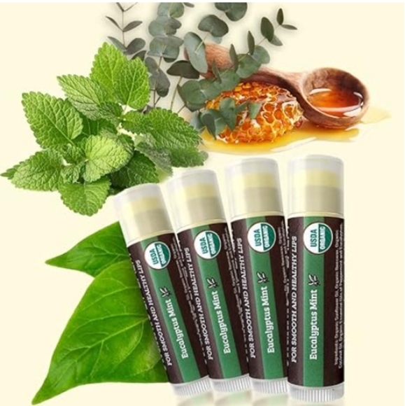 (4 Pack) Organic Best Lip Balm Repair Chapstick For Dry Cracked Lips Mint Flavor - Picture 5 of 7
